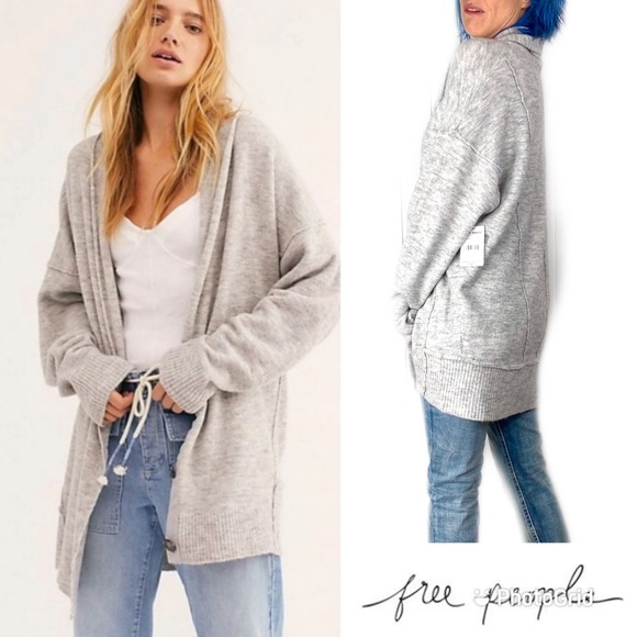 🧸NWT🤩|•FREE PEOPLE•| Oversize Cardigan (Me… - Picture 4 of 12